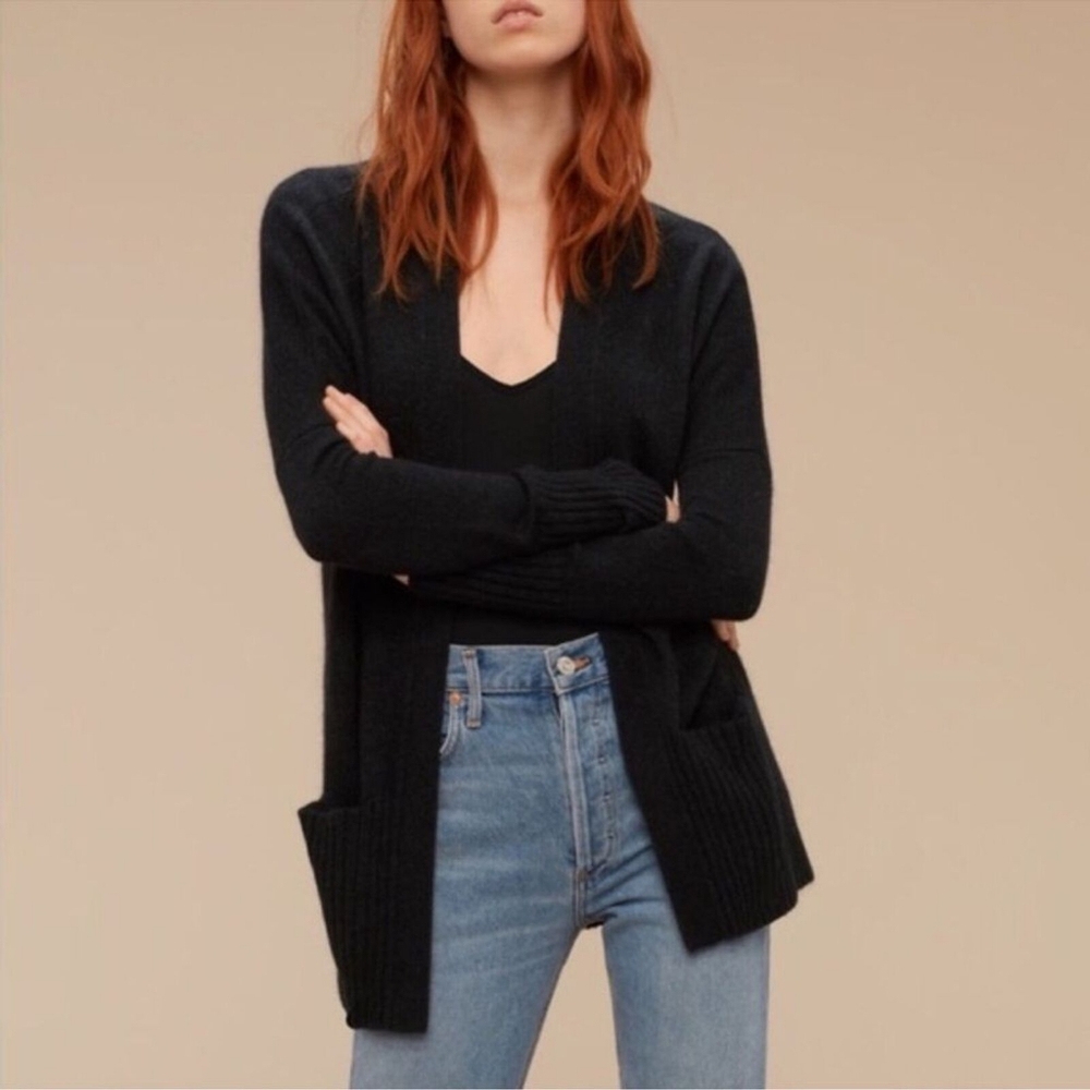 Aritzia Talula cashmere angora black cardigan - Picture 1 of 5